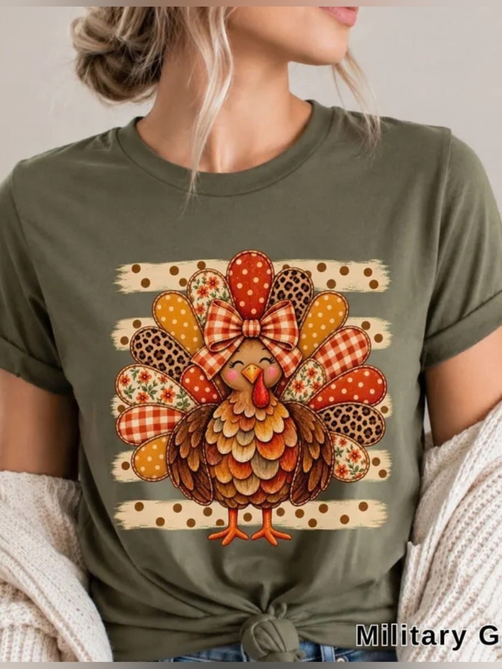 Gildan Military Green Turkey Graphic Short Sleeve Tee
